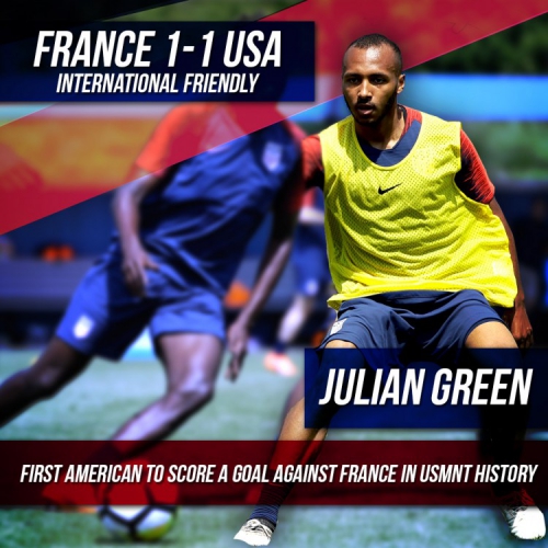 USA's Julian Green finds special place in SBOBET Blog for his special goal in 1-1 friendly draw against France