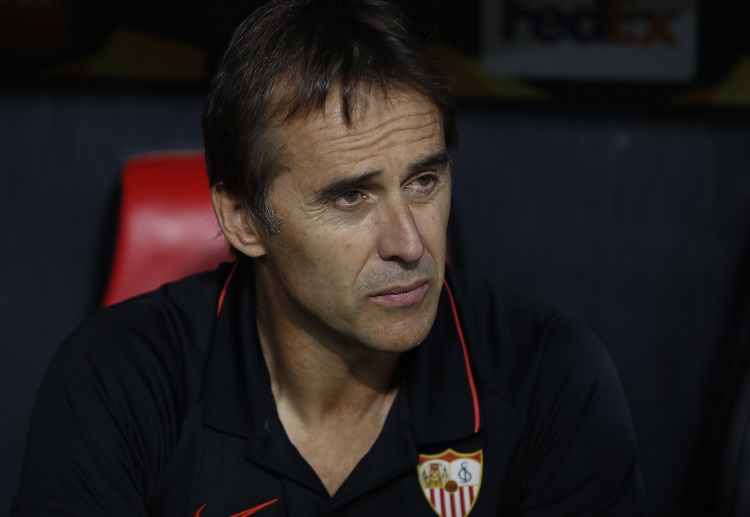 Sevilla manager Julen Lopetegui looks upset after failing to seal a win over Valencia in La Liga