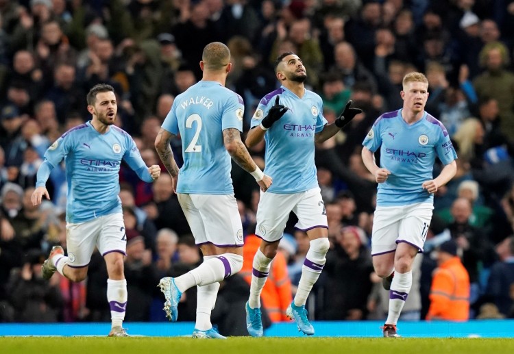 Riyad Mahrez hits a goal to equalise Leicester City and lead Man City to a 3-1 Premier League win