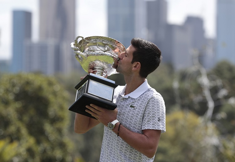 Top ATP player Novak Djokovic lifts his trophy after winning the 2020 Australian Open against Dominic Thiem