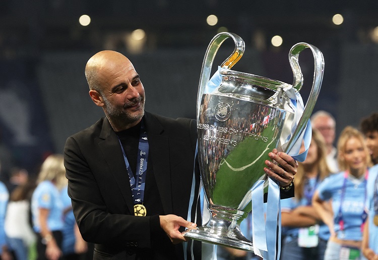 Pep Guardiola with the Champions League trophy