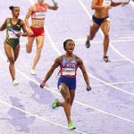 USA's Sha’Carri Richardson has won gold in the Olympics 2024 women's 4x100 relay