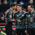 德甲联赛 拜仁在第74分钟打破僵局，斯坦尼西奇右路倒三角传球，萨内后点推射入网，1比0领先柏林联合。