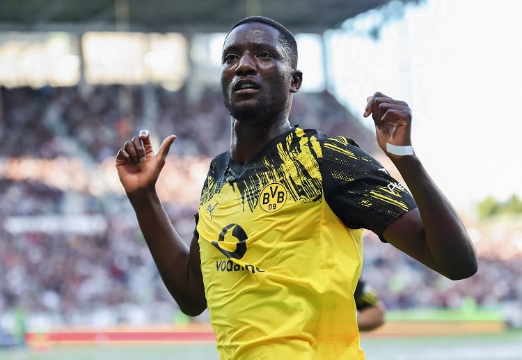 Serhou Guirassy has scored the opening goal during Borussia Dortmund's Bundesliga match against St Pauli
