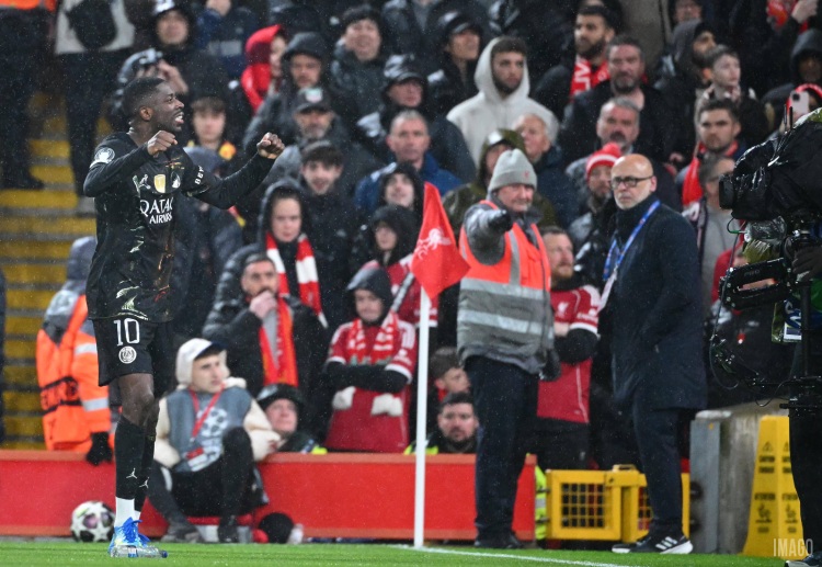 欧冠联赛 巴黎圣日尔曼客场2比0完胜利物浦，登贝莱梅开二度，成为晋级头号功臣