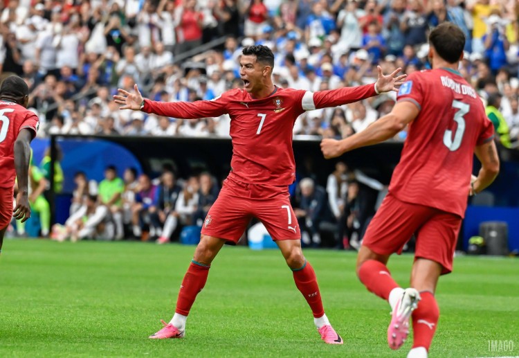 Cristiano Ronaldo cetak gol di pertandingan Piala Dunia 2026